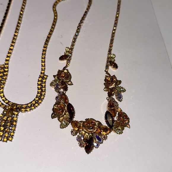 Lot Gold Crystal Vintage Rhinestone Necklaces - Picture 2 of 7